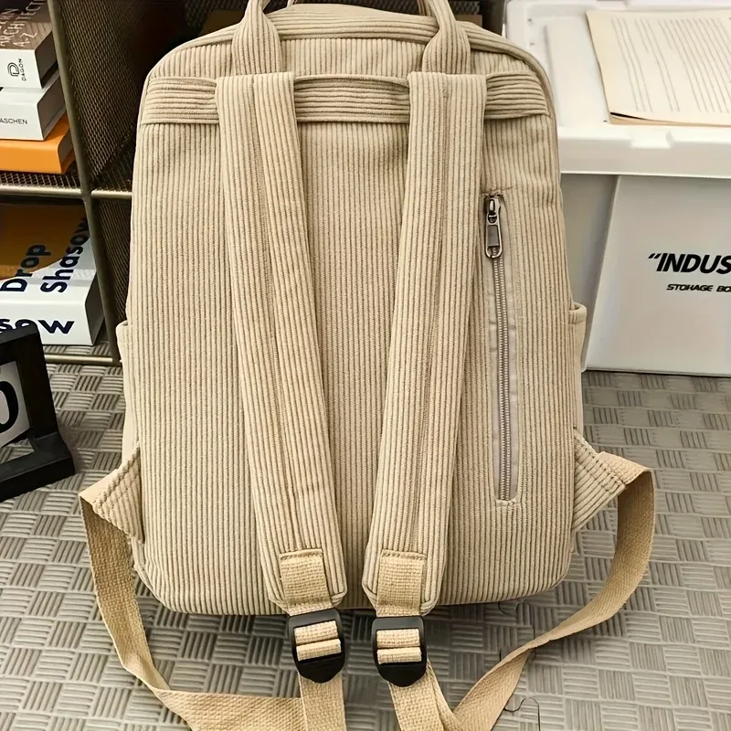 sac à dos décontracté en velours côtelé pour adolescents, compartiment pour ordinateur portable 14 pouces, sac pour lycée et université avec poche zippée, sacs à dos pour l'école