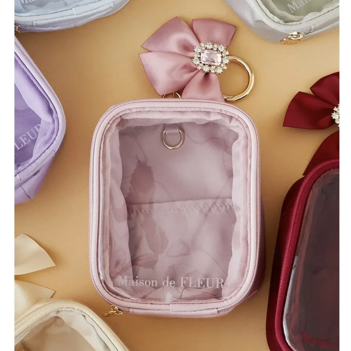 trousse de maquillage estivale pour femme, style japonais doux et mignon, fermeture éclair, nouveauté 2025, sacs de rangement suspendus macaron pour femmes