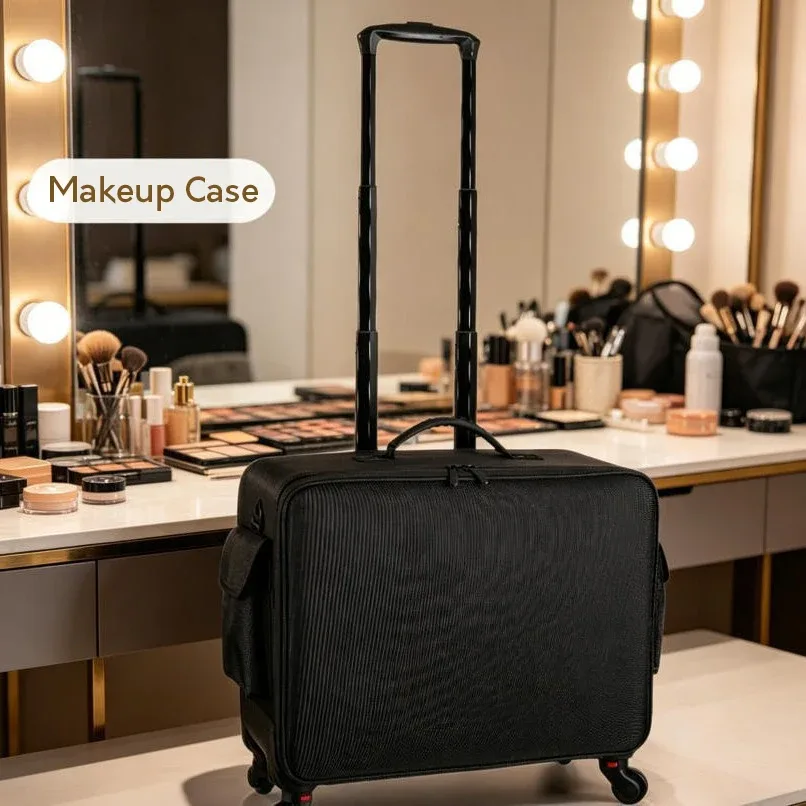 Grande valise à roulettes pour maquillage, bagage professionnel pour maquilleurs, étui dédié aux techniciennes en cils et ongles, sac cosmétique pour femmes