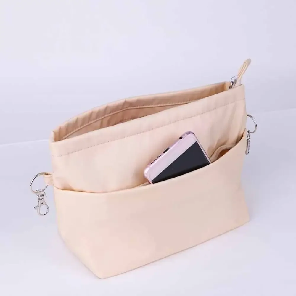 sac de rangement cosmétique avec fermeture éclair, sacs de rangement multi-poches, sac à main multifonctionnel, sac intérieur de couleur unie