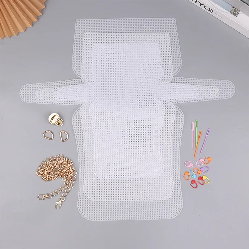 Kit de matériaux de bricolage, sacs à Crochet à tricoter, feuille de cadre en plastique en maille pour bricolage, sac de fabrication, tissage auxiliaire, sac à bandoulière, accessoire