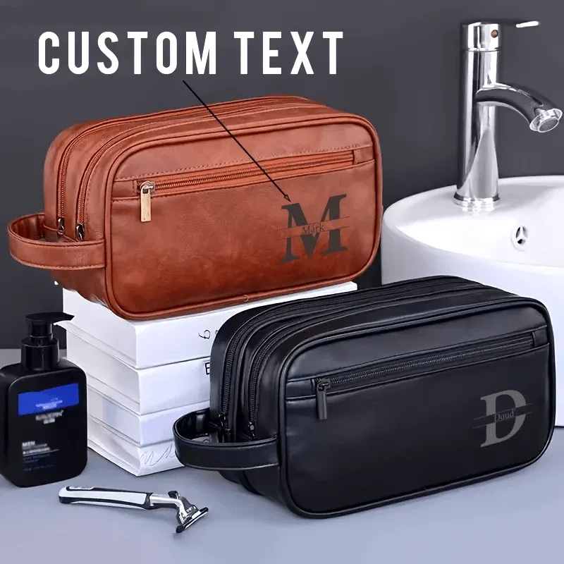 2025 trousse de toilette Portable Double couche pour hommes et femmes sport voyage d'affaires sac à main décontracté en cuir PU sac de maquillage étanche