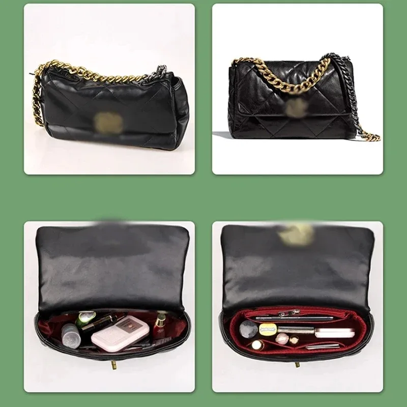 pour chanel19 sac à main à rabat feutre tissu insérer sac organisateur maquillage sac à main organisateur voyage sac à main intérieur sacs à cosmétiques