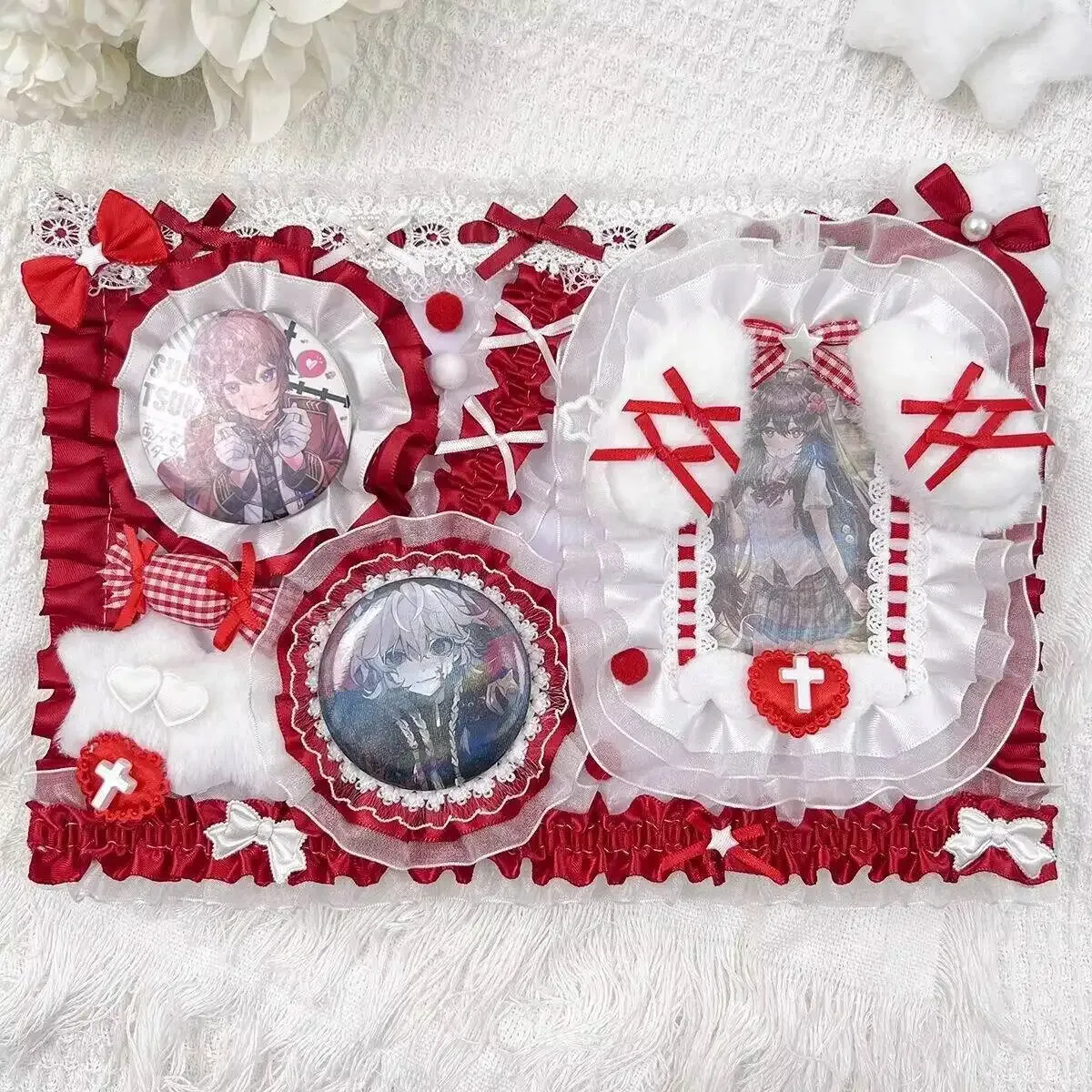 accessoires pour sac ita : porte-cartes et porte-badges anime, organisateur de broches et épingles en ruban et dentelle, insert décoratif pour sac ita, présentoir et rangement pour badges