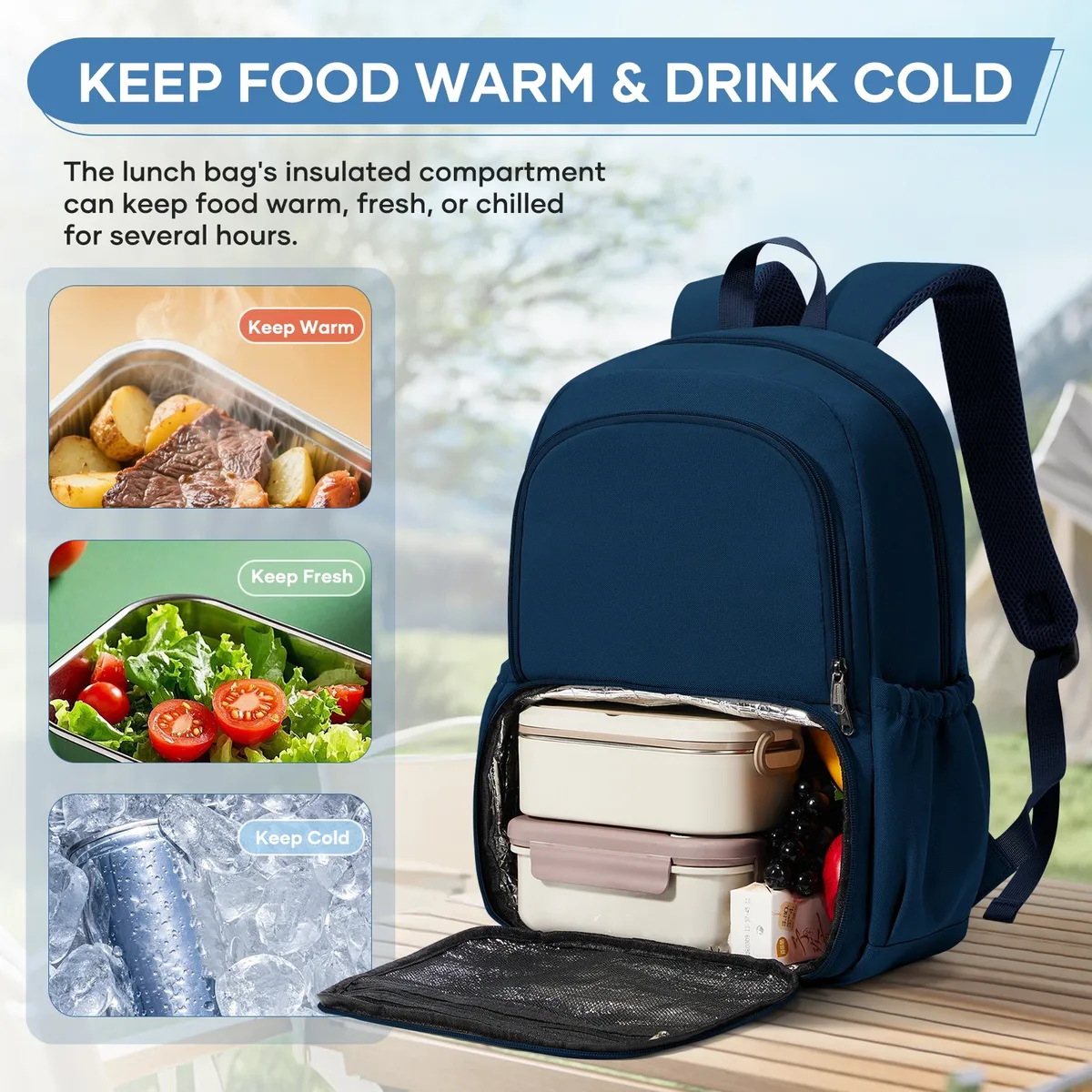 sac à dos portable pour hommes et femmes, sac à dos de voyage, sac à dos isotherme avec compartiment pour le déjeuner, sac à dos scolaire pour adolescents
