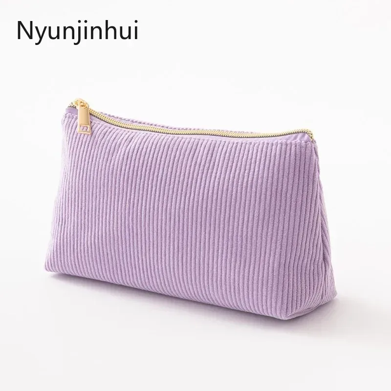 nouvelle trousse de rangement pour cosmétiques en velours côtelé pour femmes, trousse à cosmétiques pratique de grande capacité, trousse à pinceaux de maquillage