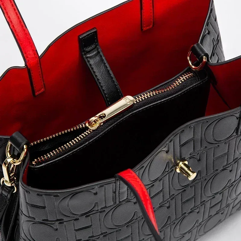 sac à main ch de haute qualité, imprimé lettres, grande capacité, couleur unie, aspect haut de gamme, polyvalent, sac à bandoulière pour femme