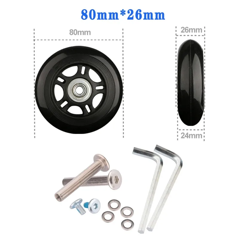 roues de remplacement à vis pour valise de voyage, kit de réparation d'essieu de roue 40/45/50/60/70/80/90/100/110/120mm, roulettes silencieuses