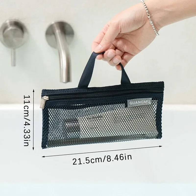sac de rangement de plage en maille de nylon, sac de rangement de voyage portable pour brosse à dents et dentifrice, étui conteneur hoaccessrespiration