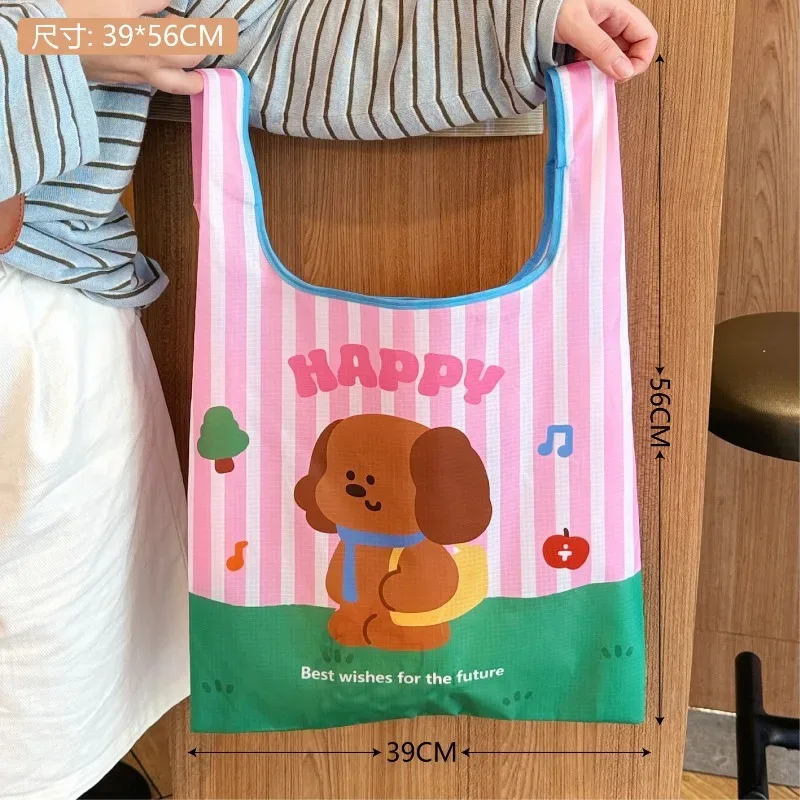 sac de courses pliable portable à motif de dessin animé, sac de rangement écologique, sac de courses imperméable et respectueux de l'environnement