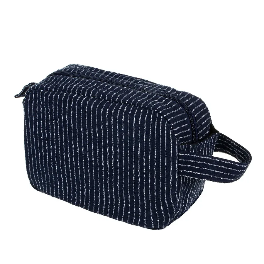 sac à cosmétiques en toile rayée, grande capacité, pochette de rangement pour articles de toilette de voyage en plein air, sac de rangement de voyage portable, 1 pièce