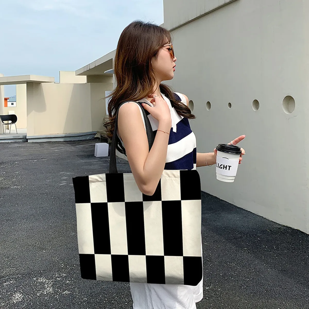 sac en toile décontracté pour femme, grande capacité, version coréenne, sac fourre-tout polyvalent pour les étudiants