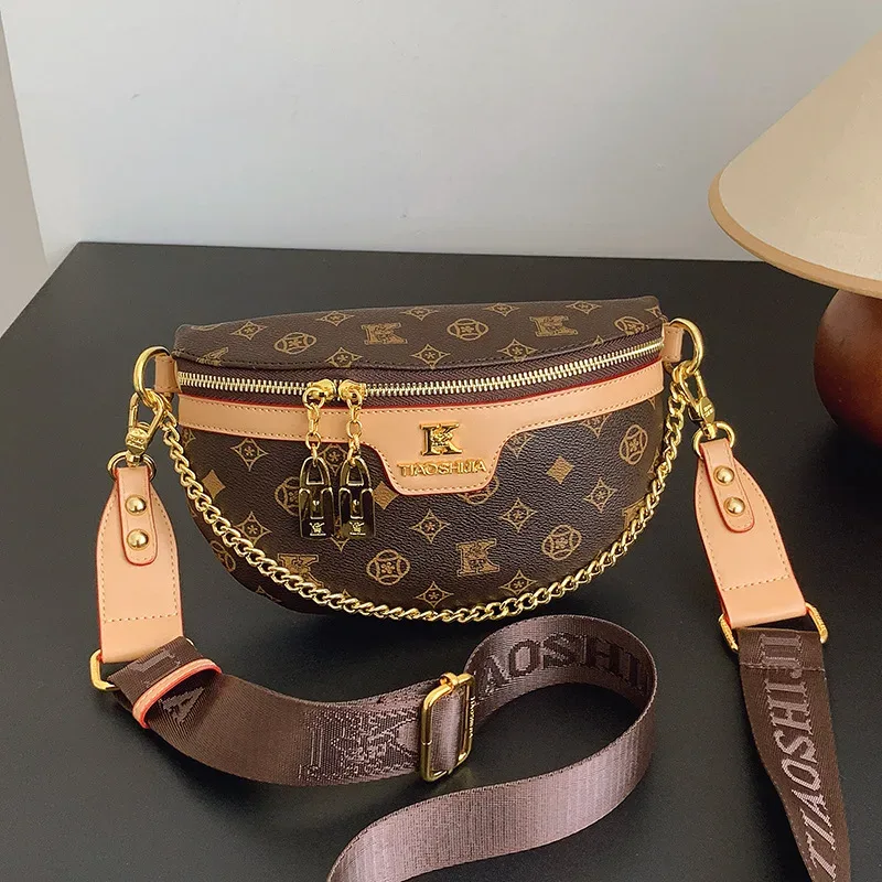 sac de taille de luxe pour femme, style britannique, imprimé classique, sac à bandoulière polyvalent, sac de poitrine pour femme