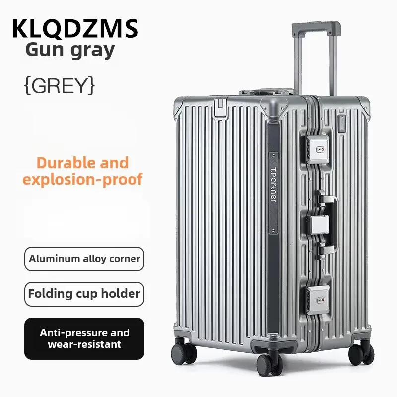 klqdzms valise à cadre en aluminium 26 "29" 32 pouces boîtier de chariot de grande capacité type de chariot sac de voyage boîte de mot de passe pour femmes bagage de cabine