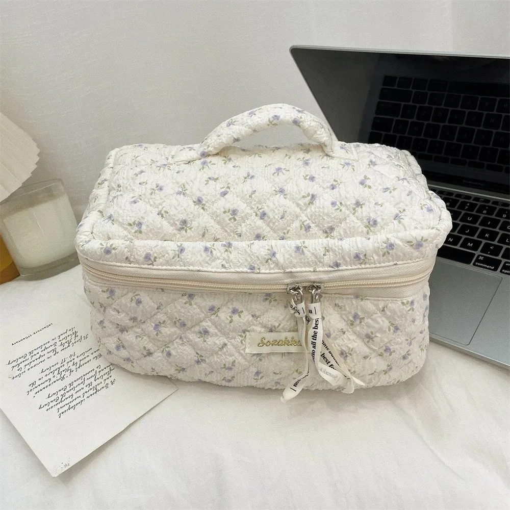 nouveau dessin animé dames sac de rangement de voyage rétro floral femmes sacs à cosmétiques mignon filles trousse de maquillage sac de maquillage sacs à main