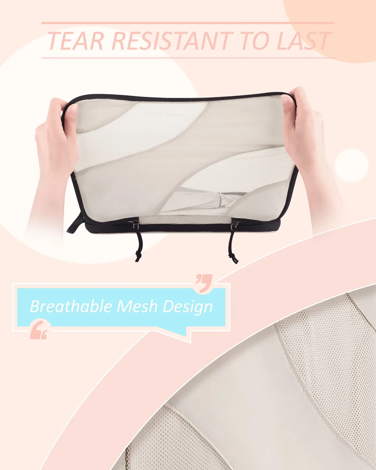 bagsmart-cubes d'emballage de compression pour bagages, organisateurs de valise légers, ensemble de sacs de voyage, 6 ensembles