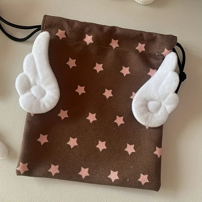 sac de rangement en forme d'étoile pour bijoux et papeterie, sac organisateur à cordon, pochette de rangement portable