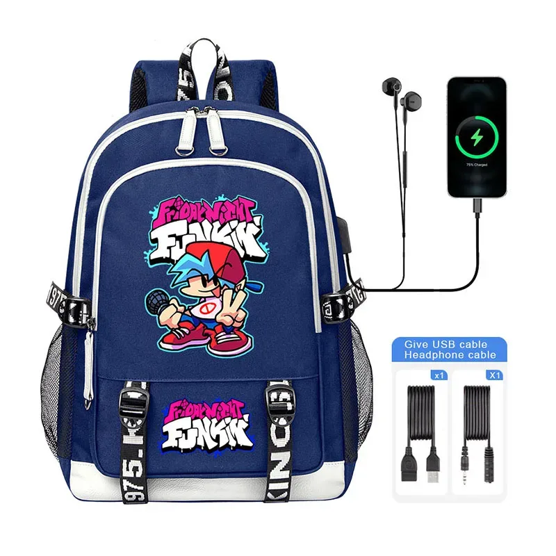 vendredi soir funkin enfants sac à dos haute qualité usb garçon fille sac d'école grande capacité hommes étudiants ordinateur portable sac à bandoulière