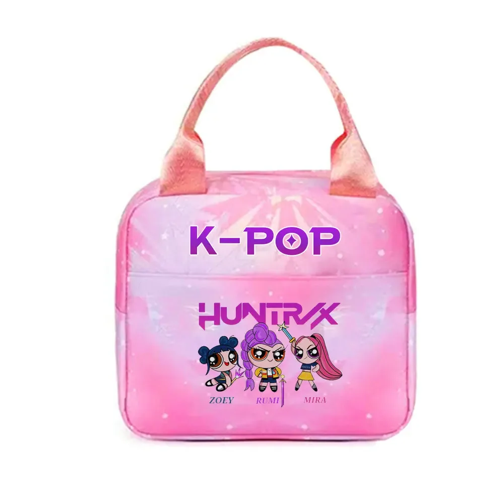 kpop demon hunters office workers avec sac à déjeuner portable isolé de grande capacité, sac à bandoulière à double usage