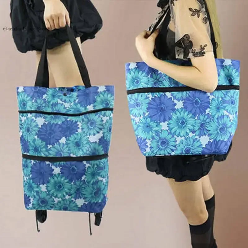 sac à roulettes, sac à roulettes, sacs à provisions pliants, achat de légumes, paquet de traction, petit chariot à traction, organisateur de courses portable