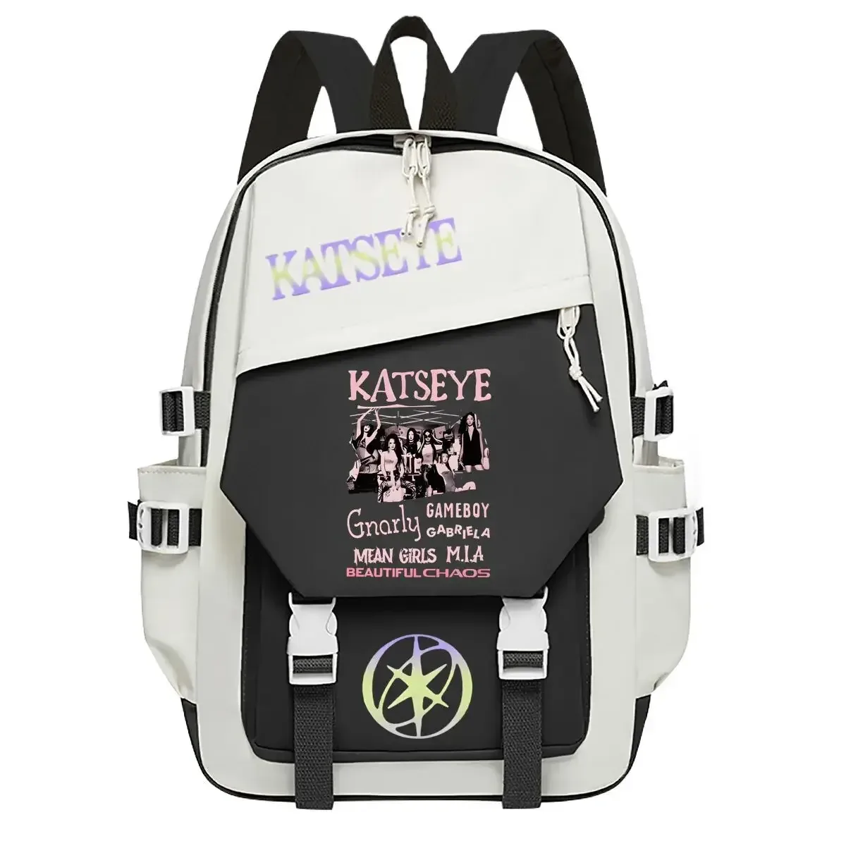 sac à dos d'école imprimé kpop katseye pour adolescentes, sac à dos de grande capacité pour étudiantes, sac à dos de mode pour femmes, sac à dos de voyage