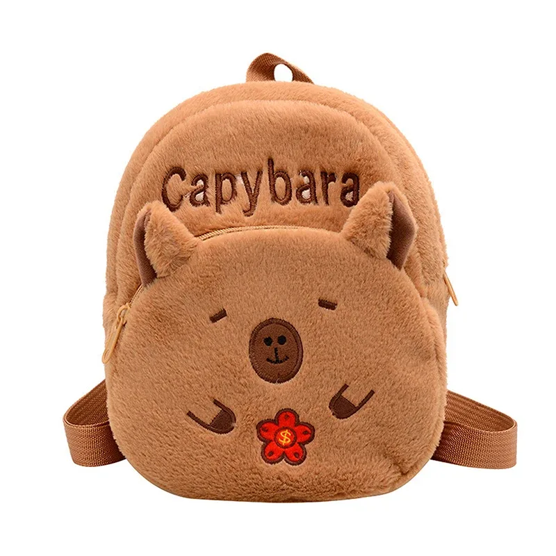 sac à dos en peluche capybara kawaii pour femme, sac fourre-tout drôle de dessin animé, grande capacité, cadeau pour enfants, polyvalent, nouveau