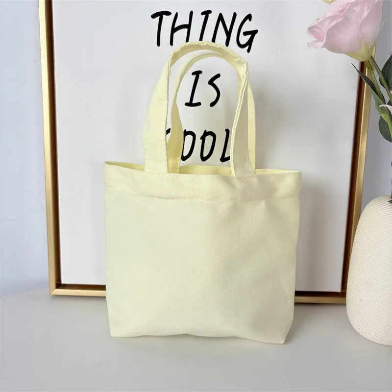 sac fourre-tout en toile de style coréen, sacs de shopping simples de couleur unie, petits sacs à la mode pour le shopping quotidien, sac à main pliable décontracté