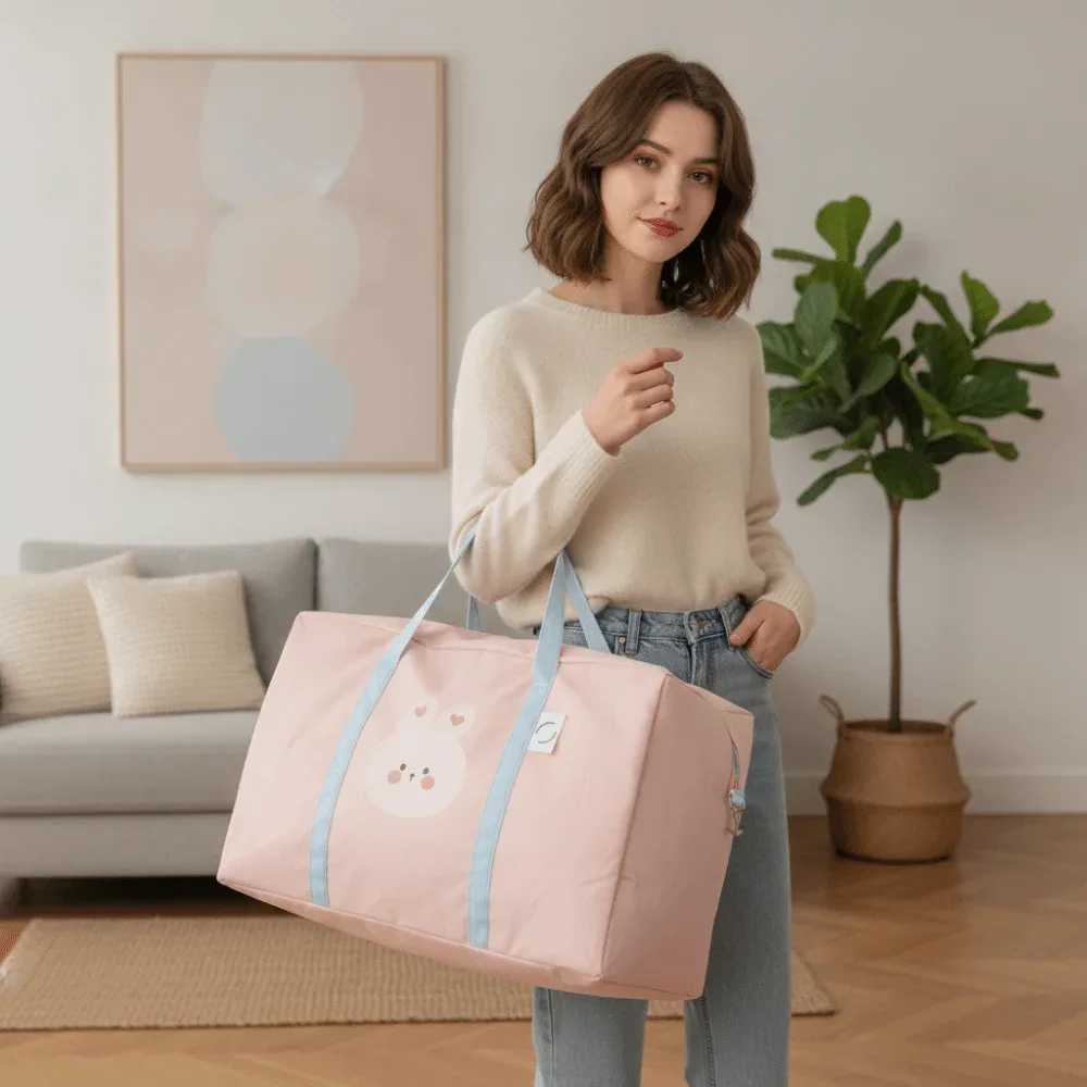 sac de rangement pour linge imperméable, organisateur de couettes, pochette de voyage anti-poussière lavable, sac de déménagement léger à fermeture éclair pour la maternelle