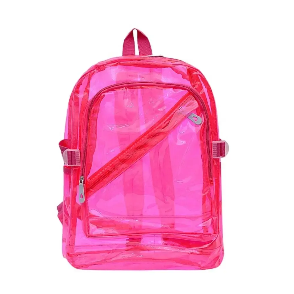 sac à dos transparent de couleur bonbon portable pour adolescents, sac d'école en pvc pour étudiants, sac de voyage polyvalent, sac à bandoulière transparent pour l'école.