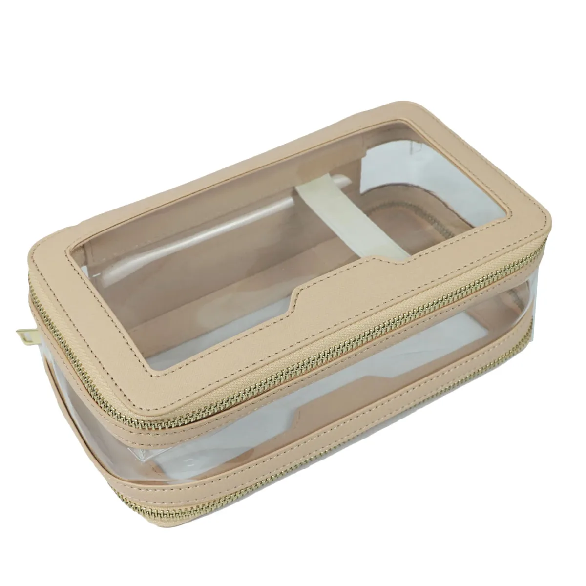 sac à cosmétiques de voyage en cuir saffiano personnalisé, trousse de toilette étanche à la mode, nouveau sac de rangement de maquillage, sac à cosmétiques en tpu transparent