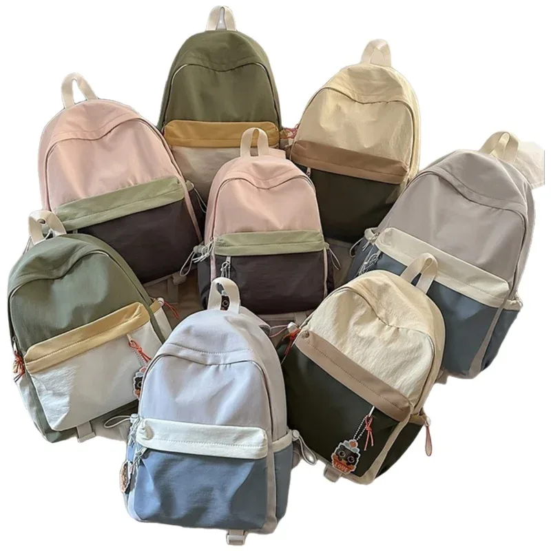 nouveau sac à dos de style japonais esthétique, léger, grande capacité, bicolore, pour jeunes.