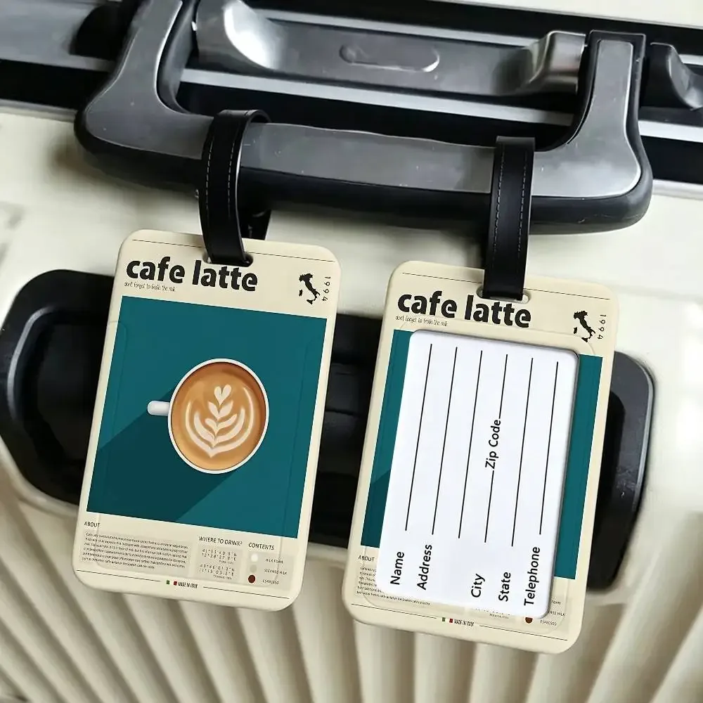 cafetière à espresso italienne, étiquette d'identification de bagages en pvc, porte-carte d'informations anti-perte, étiquette de nom pour valise de voyage
