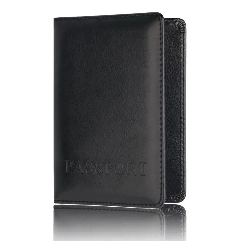 porte-passeport unisexe en cuir pu, étui à documents de voyage avec fentes multi-cartes, housse de protection simple pour hommes et femmes