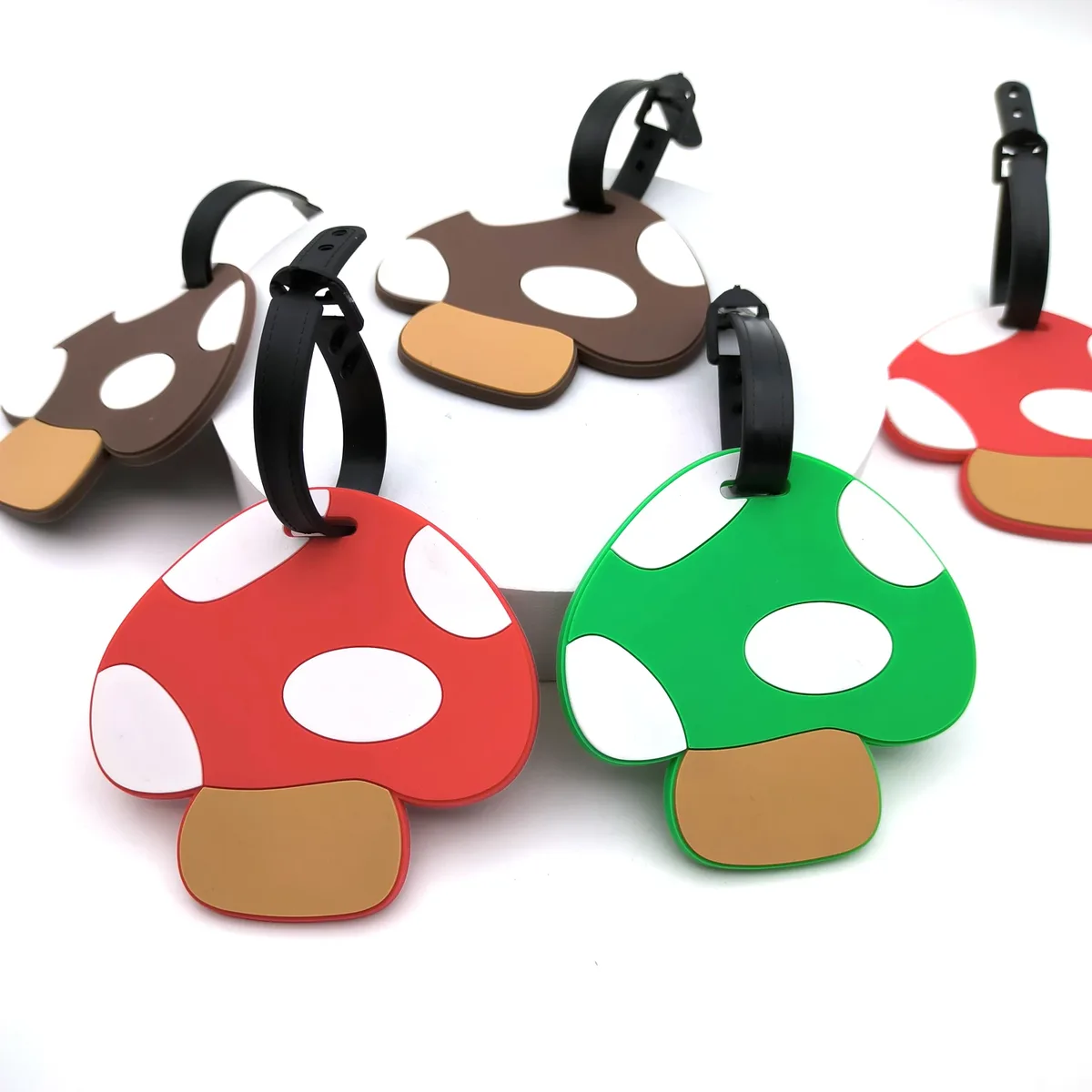 étiquette de bagage champignon mignon, article personnel, étiquette de signalisation anti-perte, sac de livre créatif pour couple, étiquette suspendue unisexe, 1 pièce/3 pièces