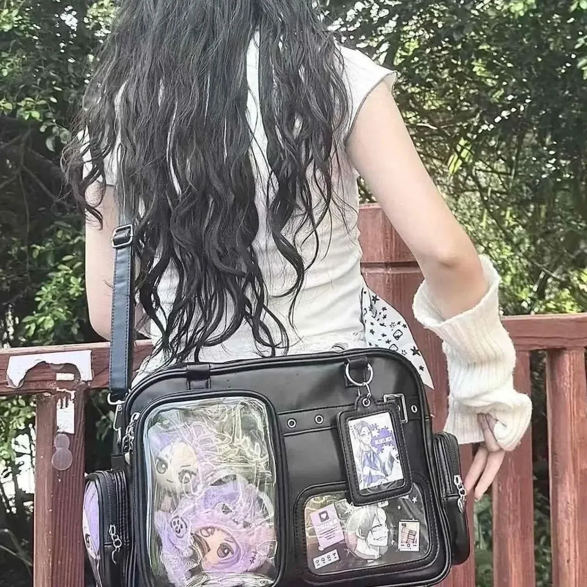 sac fourre-tout japonais, sac à bandoulière de concert à la mode, sac à dos pour étudiant, messager transparent multi-poches
