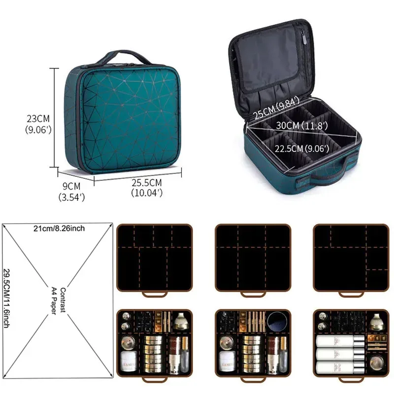 trousse de maquillage professionnelle en cuir pu pour femmes, valise à outils pour ongles, boîte à cosmétiques, organisateur de cosmétiques d'esthéticienne, mallette de rangement