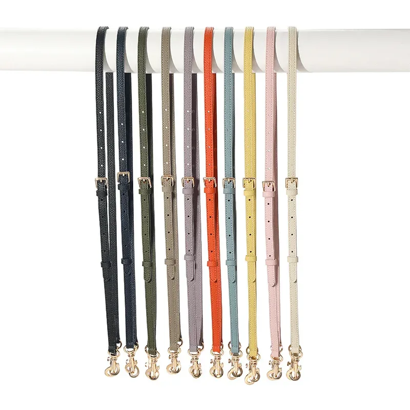 Sangle de sac fine en cuir de vachette, longue sangle d'épaule en cuir véritable pour sac bandoulière, sangle de remplacement à motif litchi
