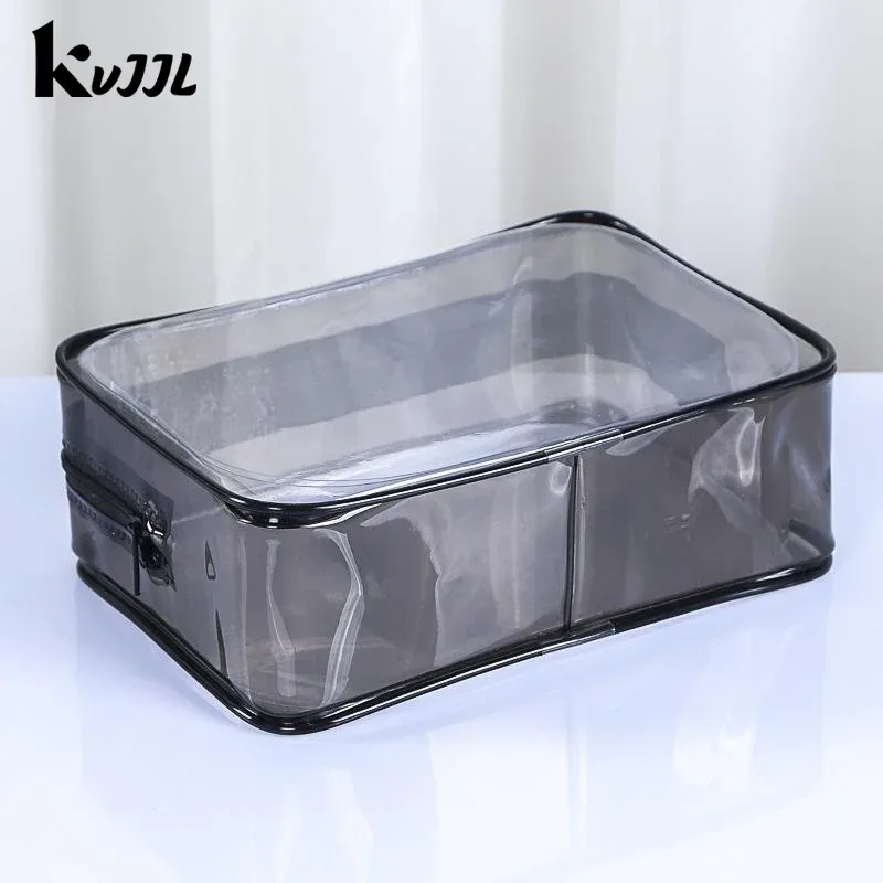 sac cosmétique transparent coloré pour femmes, sac de maquillage en pvc, sac de toilette en gelée, grande capacité, organiseur de cosmétiques de voyage, pochette de maquillage