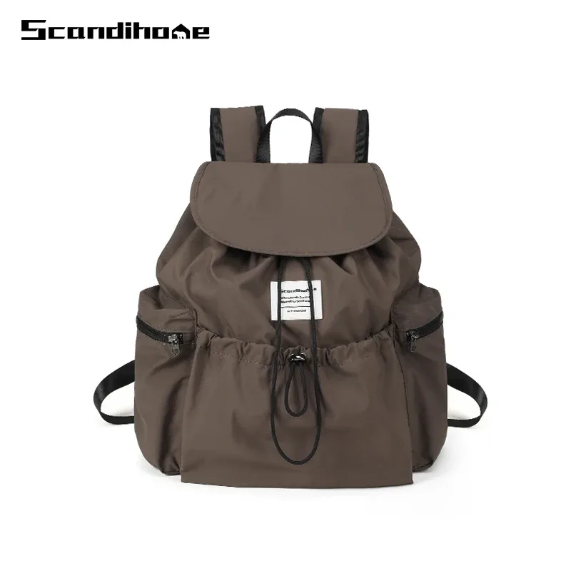 grand sac à dos imperméable en nylon avec cordon de serrage pour hommes et femmes, compartiment pour ordinateur portable, sac à dos d'école, sac de voyage décontracté