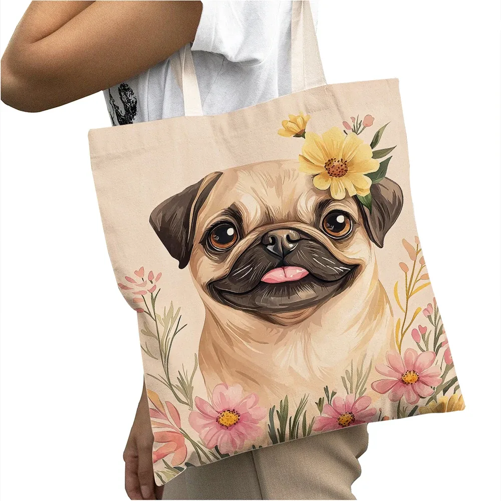 sac à main pour femme avec motif de chien mignon (corgi, golden retriever, pug), sac de shopping grande capacité, sac à bandoulière pour enfant