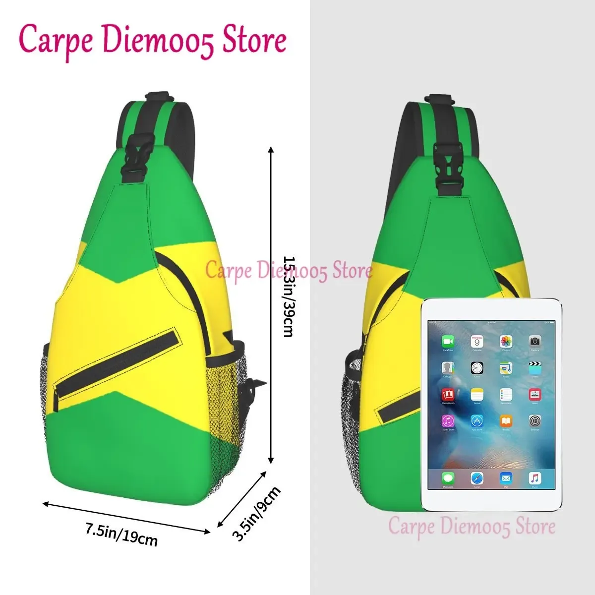 sac à dos à bandoulière drapeau de la jamaïque pour hommes et femmes, sac de sport durable pour le cyclisme, les voyages, la randonnée, le jour