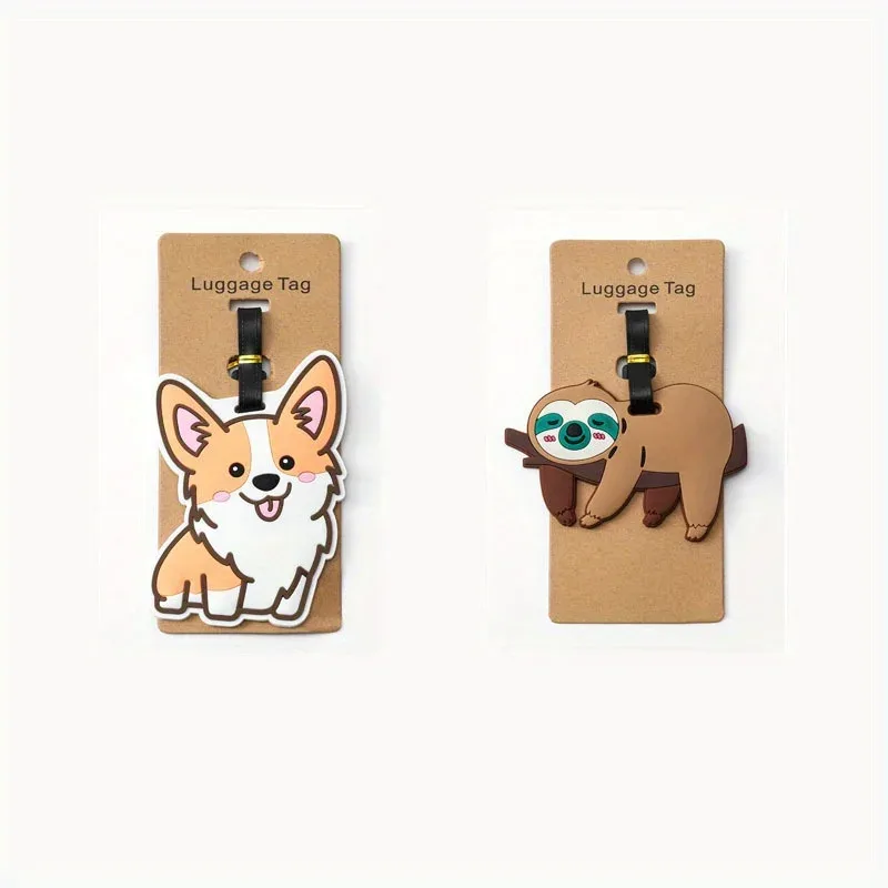 1pc mignon corgi accessoires de voyage étiquette de bagage créatif mode style silicone portable étiquette de voyage id porte-adresse