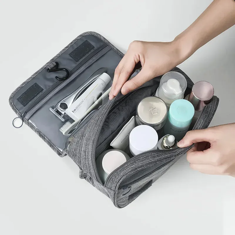 sac de rangement portable en tissu oxford 2026, organisateur de produits de toilette, sac à cosmétiques pour femmes, pochette de lavage de voyage suspendue étanche