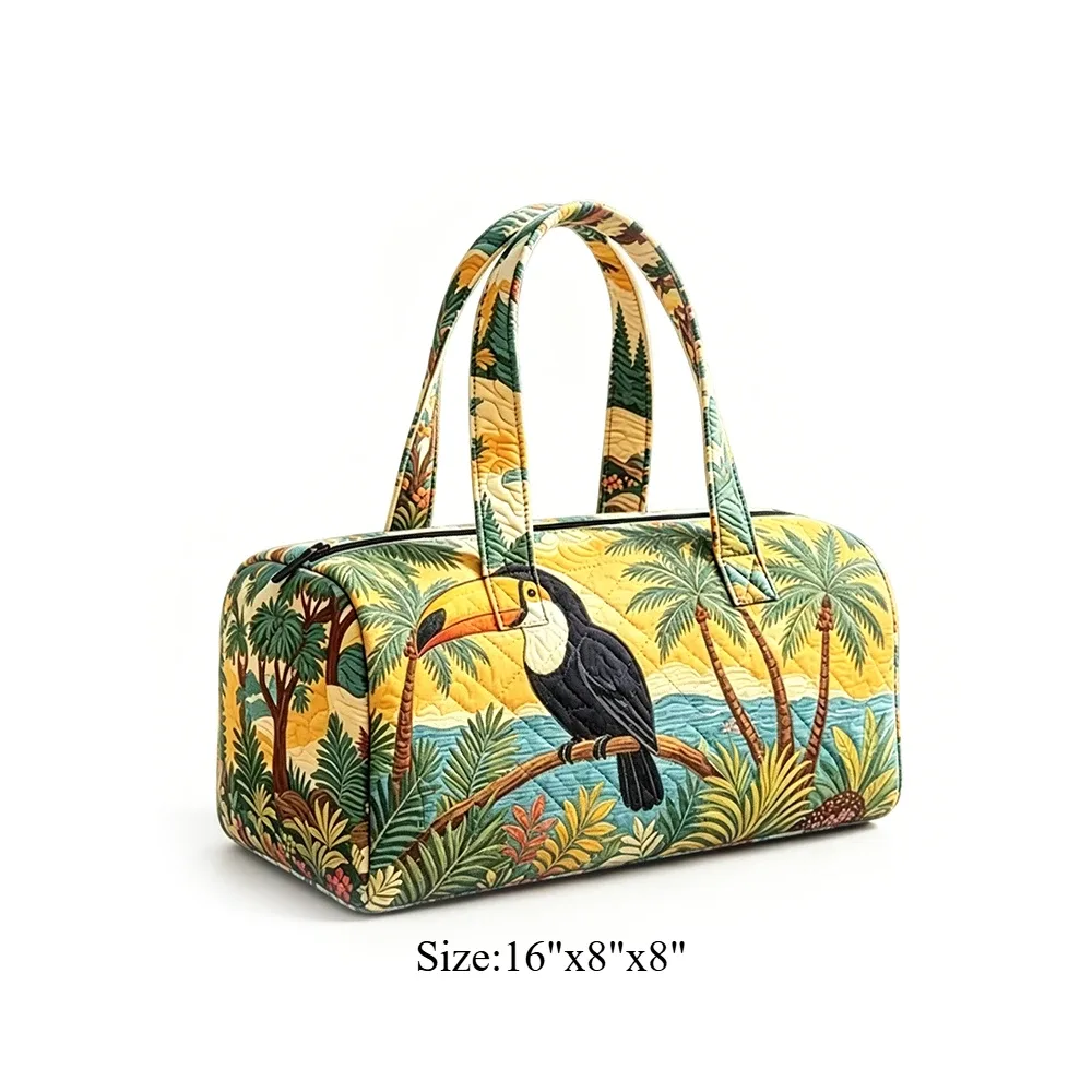 sac de voyage matelassé, sac de week-end, motif floral tropical chat mignon, bagage à main léger pour la plage, les vacances, les fêtes et le sport