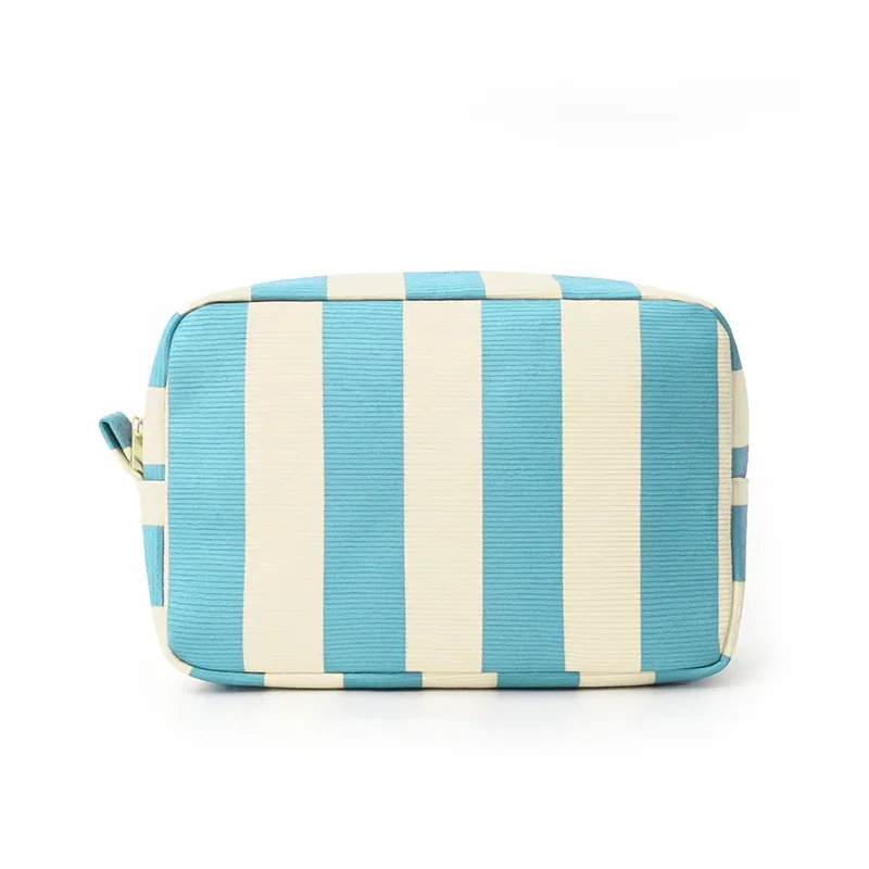 sac à maquillage minimaliste en velours côtelé, grande capacité, sac de rangement pour cosmétiques de voyage, trousse de maquillage pour femmes