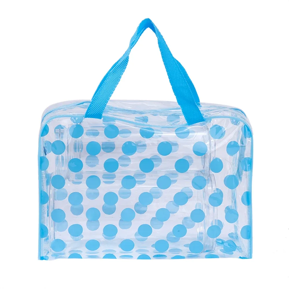 sac de maquillage transparent à pois pour femmes, sac à cosmétiques étanche en pvc, sac de rangement portable pour femmes, trousse de toilette féminine