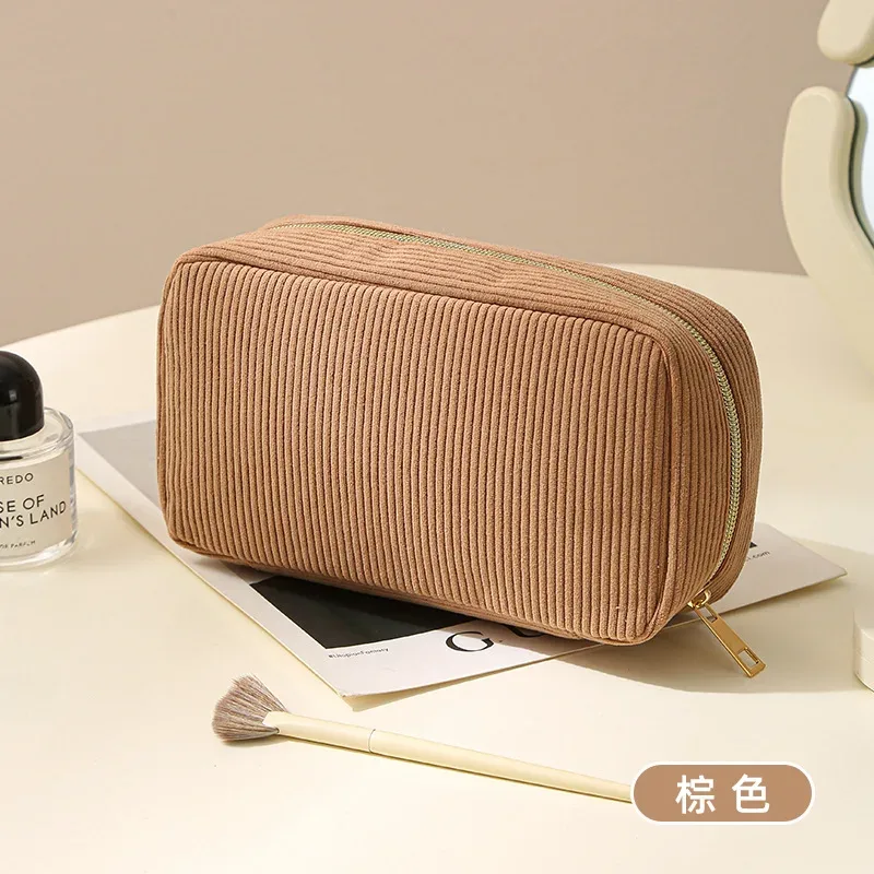 sac à cosmétiques de voyage en velours côtelé, sac de rangement de maquillage portable, sacs à main pour femmes, organisateur de maquillage à fermeture éclair, sac de rangement de voyage et sac de maquillage