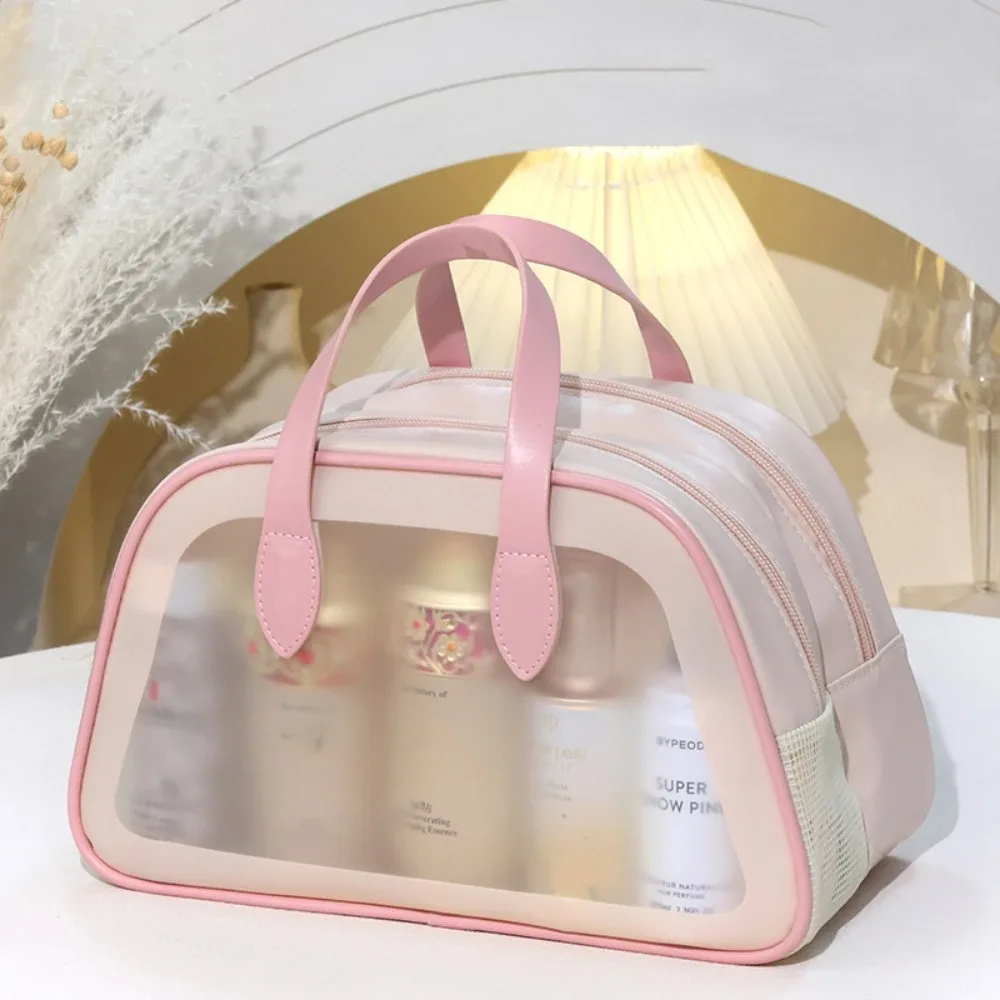sac de toilette imperméable pour la natation et les voyages, double couche, grande capacité, sac cosmétique multifonctionnel en pvc, sac de rangement pour maquillage pour femmes