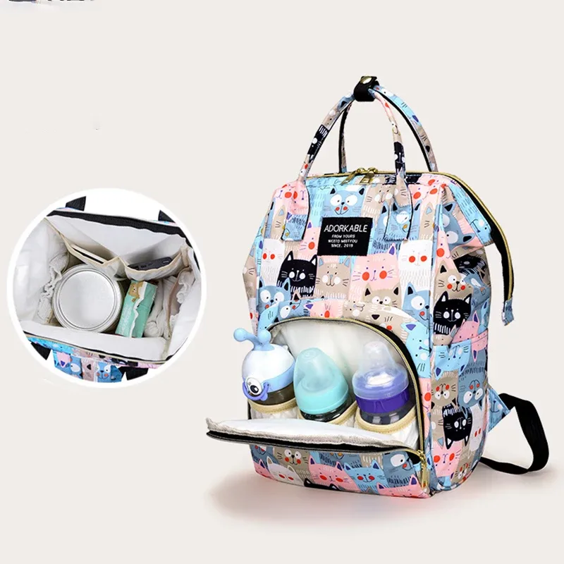 sac à dos imprimé dessin animé pour maman, grande capacité, sacs de rangement de biberons, sac à couches pour bébé, sac à dos de maternité à la mode pour femmes, nouveau