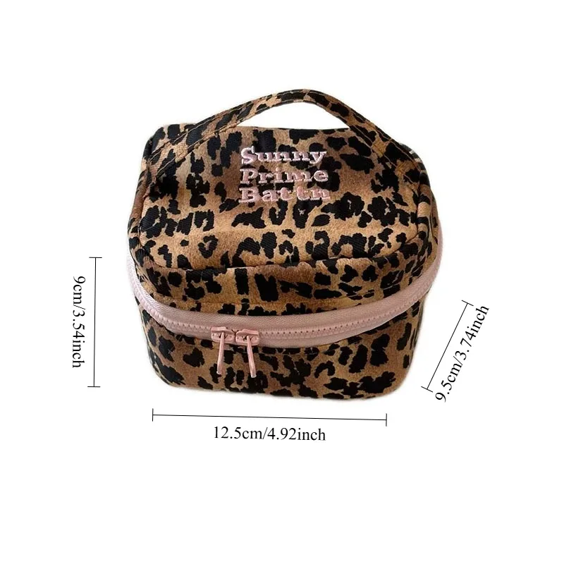 trousse de maquillage léopard vintage pour femmes et filles, trousse de voyage de grande capacité, fourre-tout à fermeture éclair, pochette de toilette pour rouge à lèvres pour femmes